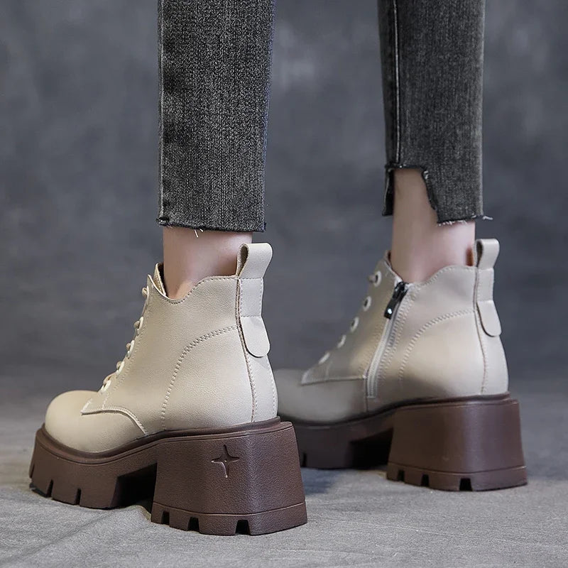 Bottines Élégance – Cuir Véritable à Talon Carré - Paris Aura