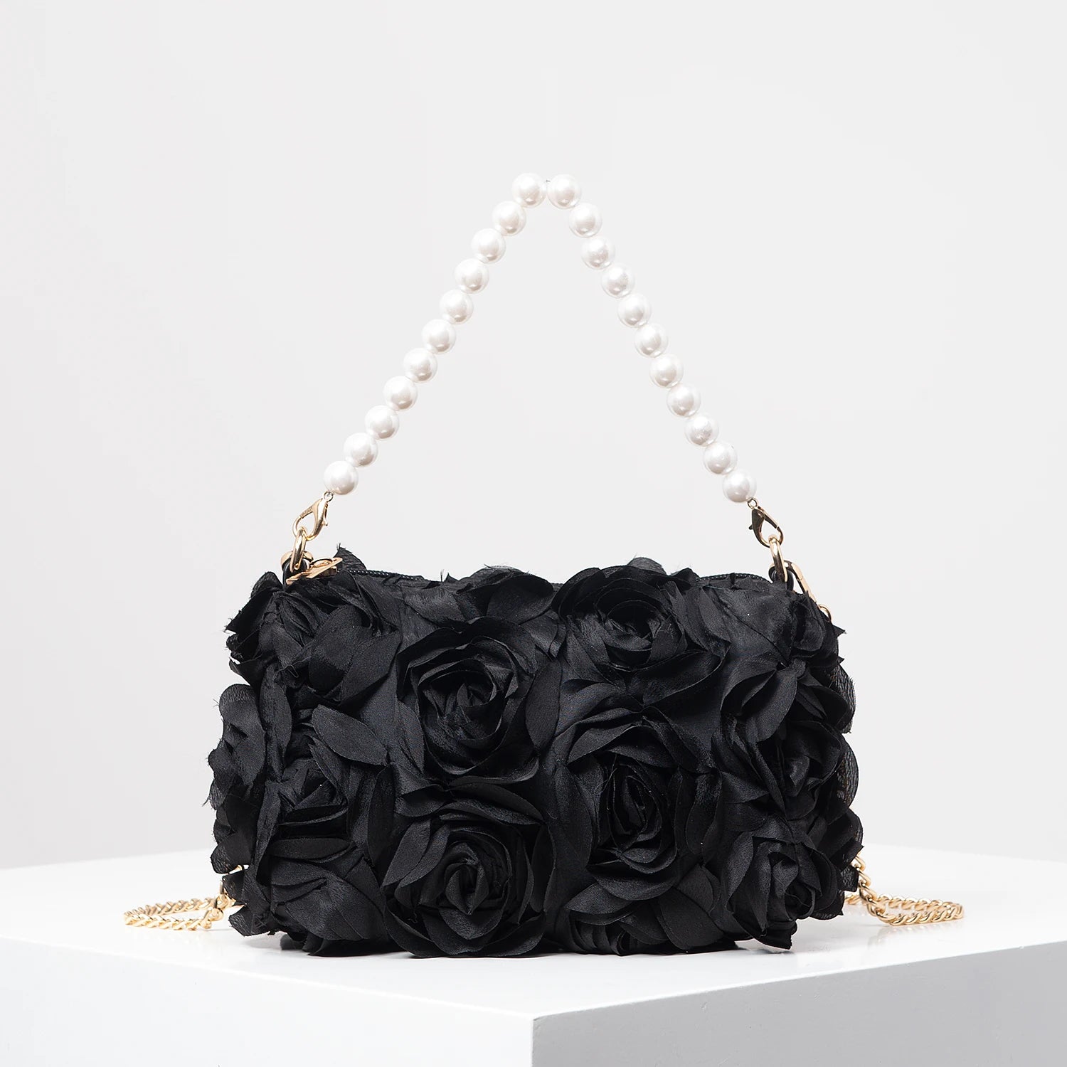 Sac de Soirée Rose Élégance – Perles & Chaîne Métal - Paris Aura
