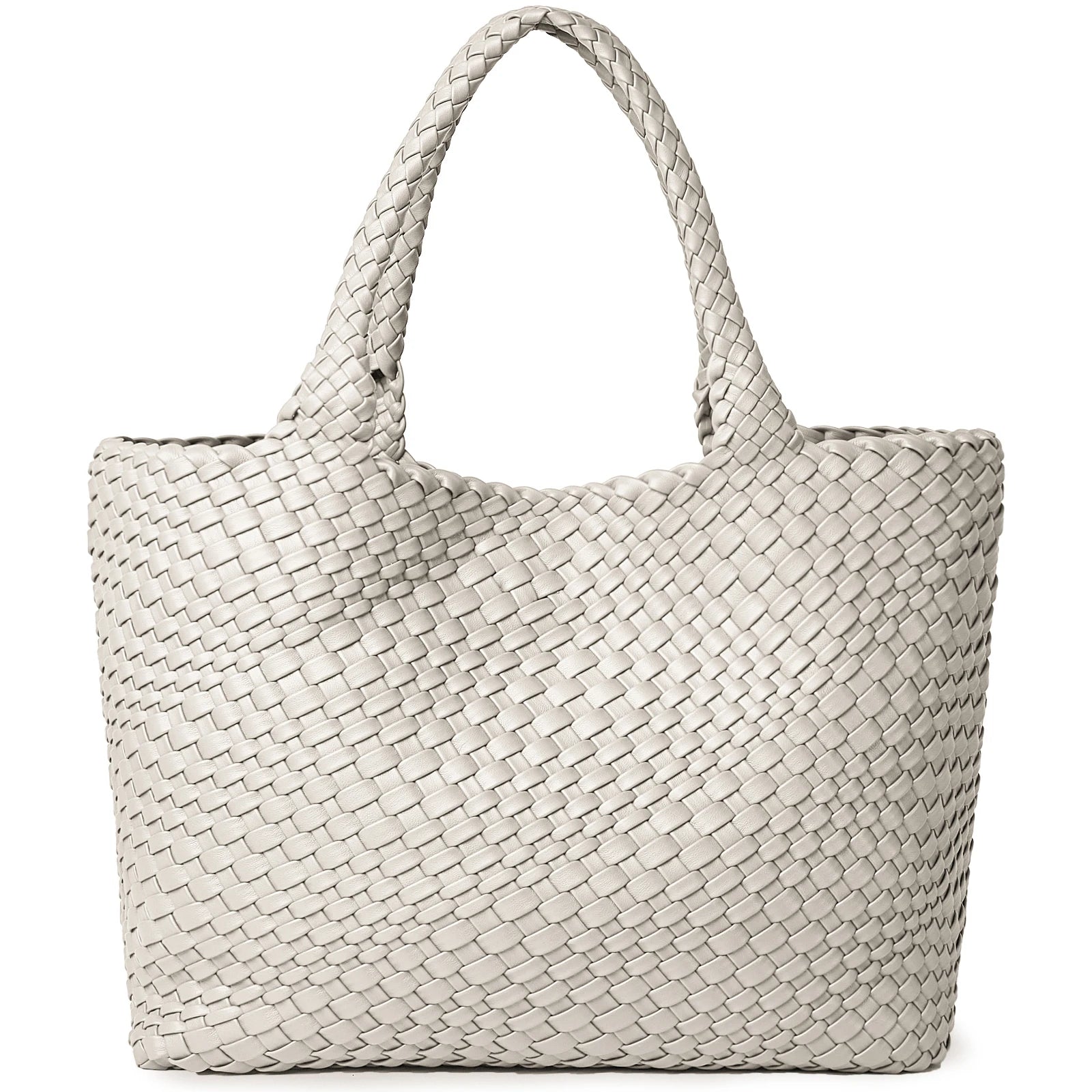 Woven Leather Tote Bag – Sac Tressé Femme en Cuir PU - Paris Aura