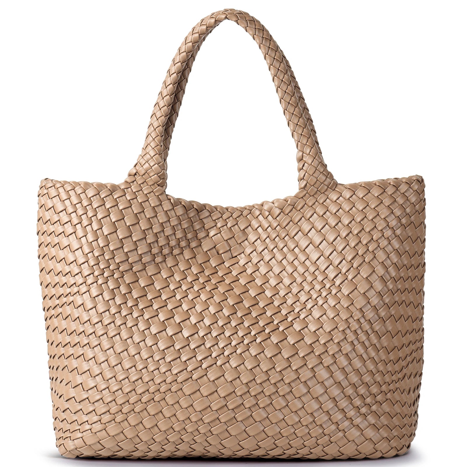 Woven Leather Tote Bag – Sac Tressé Femme en Cuir PU - Paris Aura
