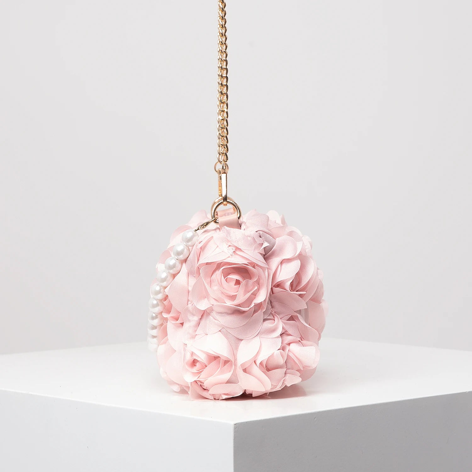 Sac de Soirée Rose Élégance – Perles & Chaîne Métal - Paris Aura