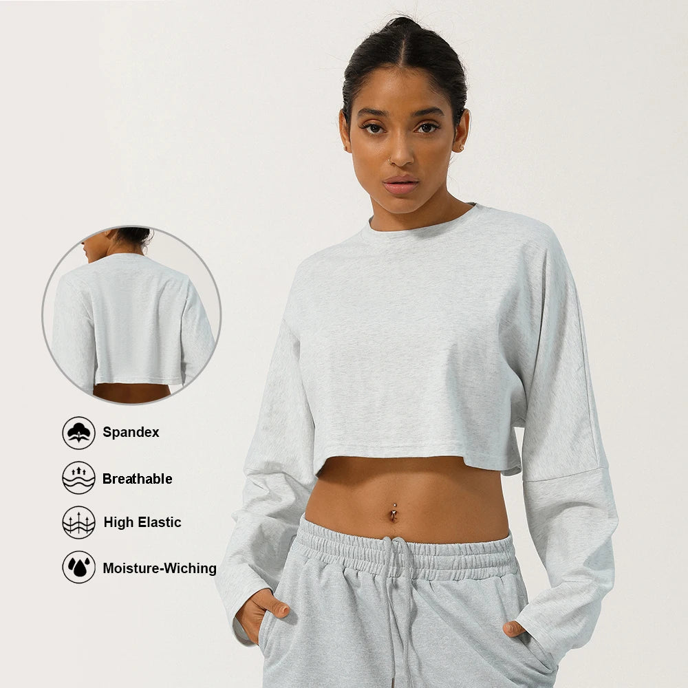 Crop Top Fitness Manches Longues – Douceur, Liberté, Confiance - Paris Aura