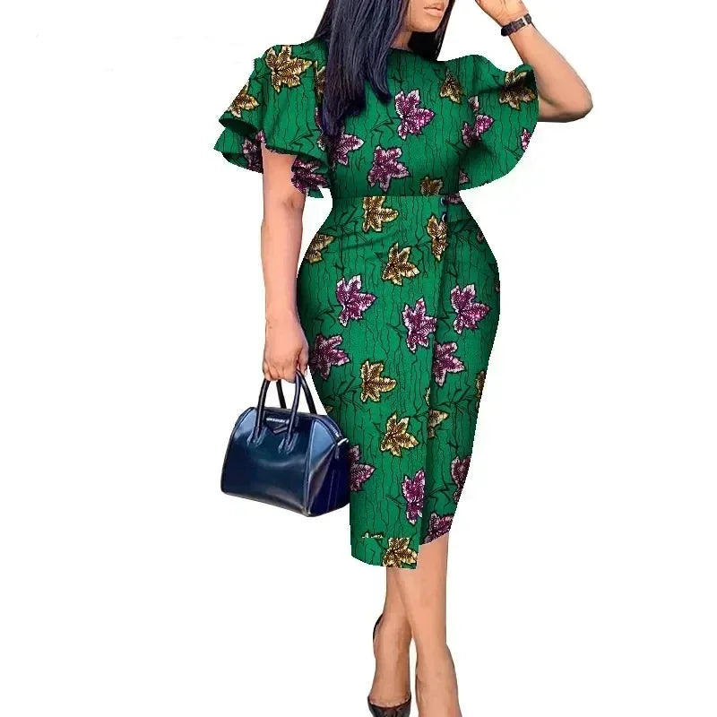 Aminata – Ensemble Africain Robe & Foulard en Coton Wax - Paris Aura