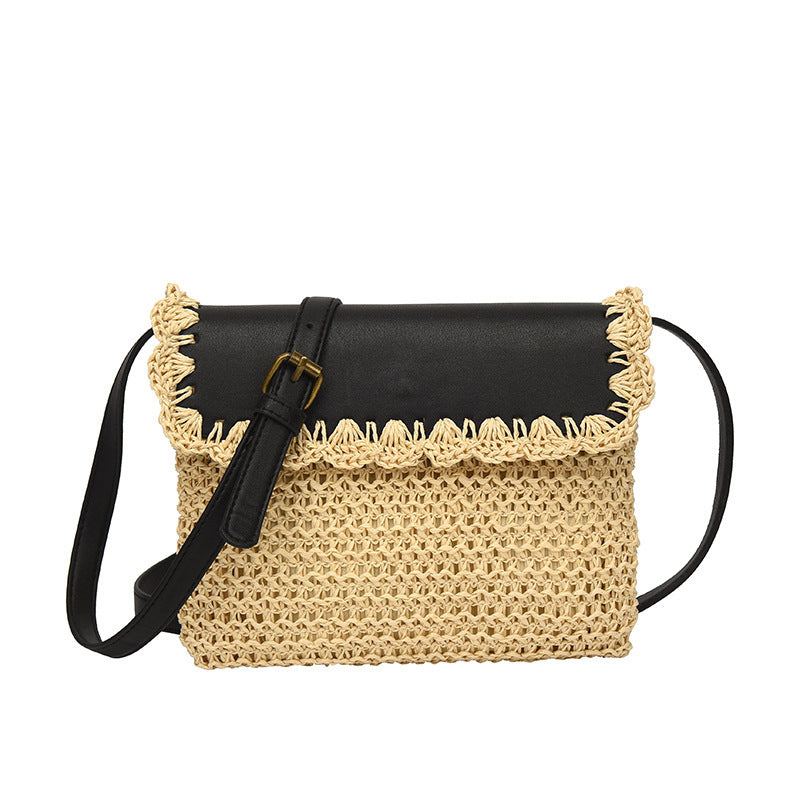 Sac à bandoulière de plage en paille pour femme, style Mori occidental, assorti à tout - Paris Aura