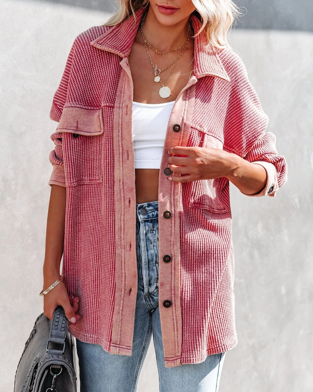 Manteau pull à manches longues pour femmes à revers simple rangée - Paris Aura