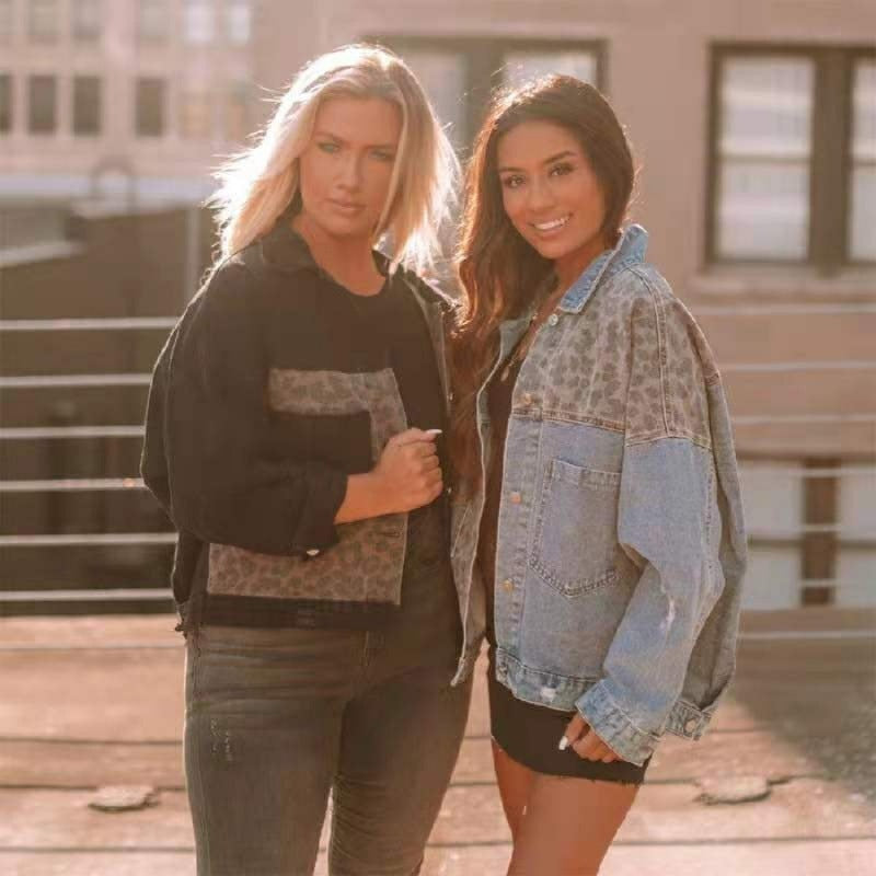 Veste en Jean Femme – Détail Léopard & Style Déchiré