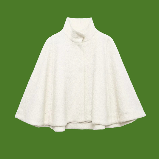 Manteau Cape Femme 2025 Laine Col Montant Vintage
