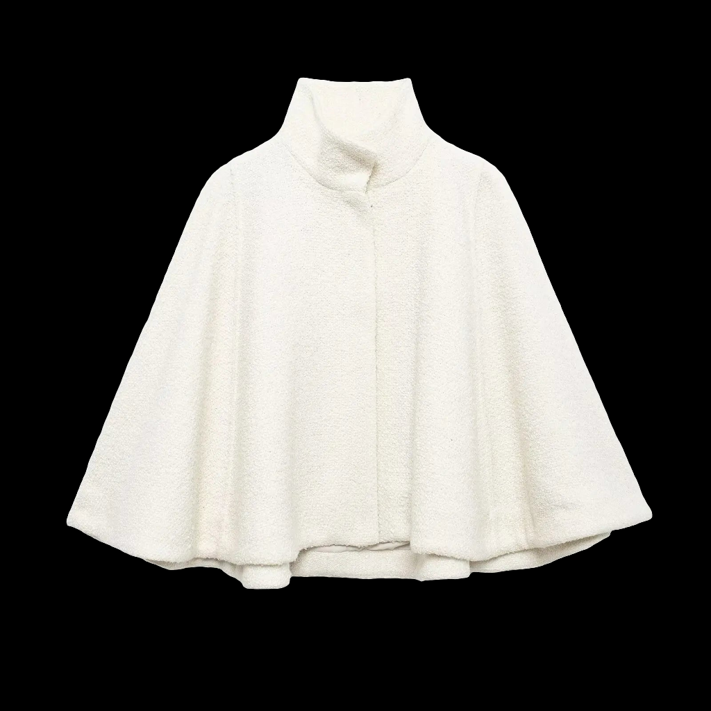 Manteau Cape Femme 2025 Laine Col Montant Vintage