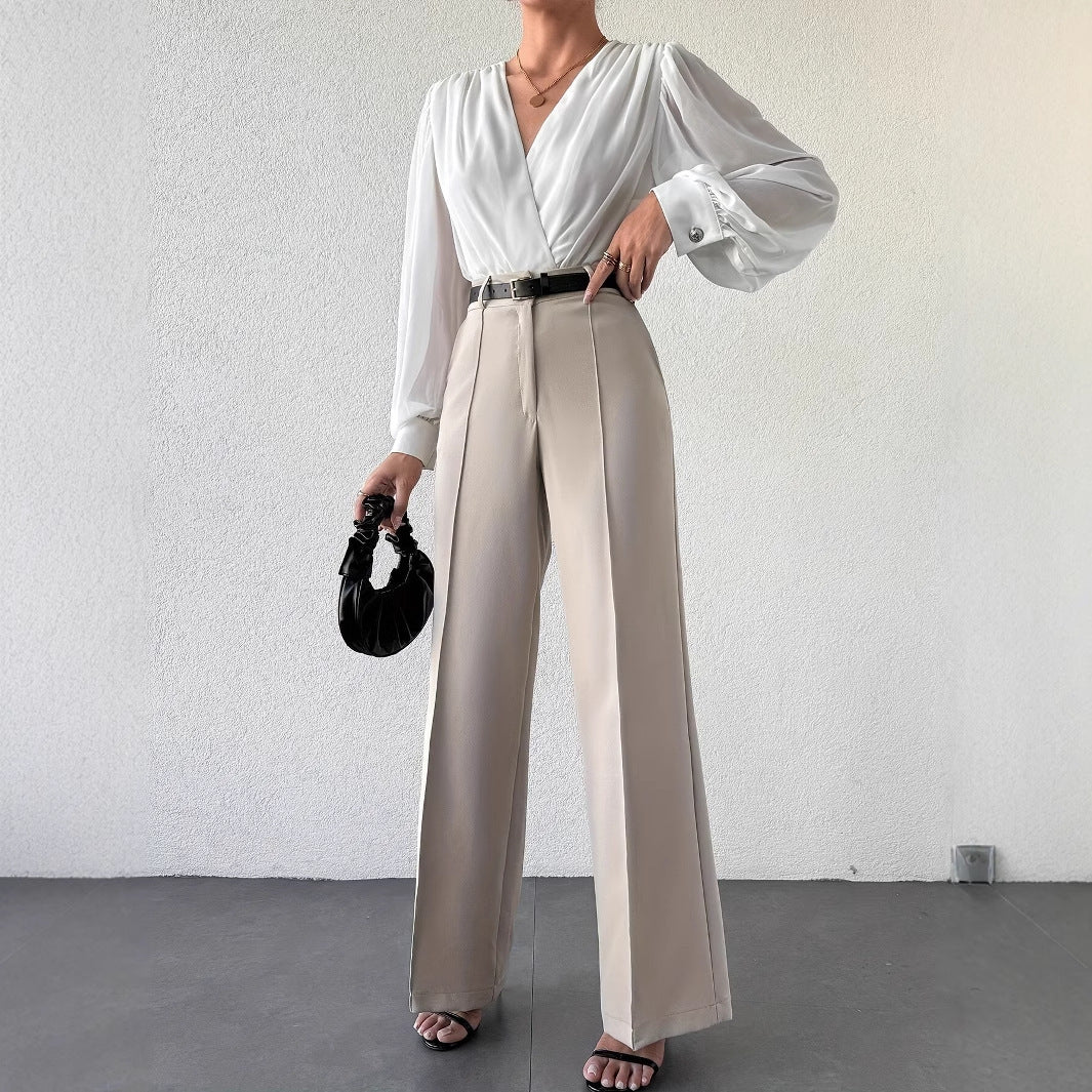 🧊 Pantalon Droit Taille Haute « Parisienne Affûtée » – Élégance affilée, confort maîtrisé - Paris Aura
