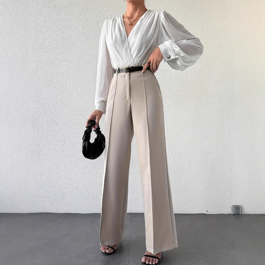 🧊 Pantalon Droit Taille Haute « Parisienne Affûtée » – Élégance affilée, confort maîtrisé - Paris Aura