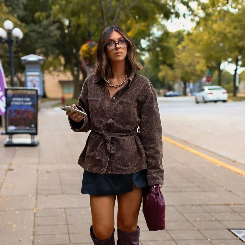 Manteau à revers imprimé animal pour femme - Paris Aura