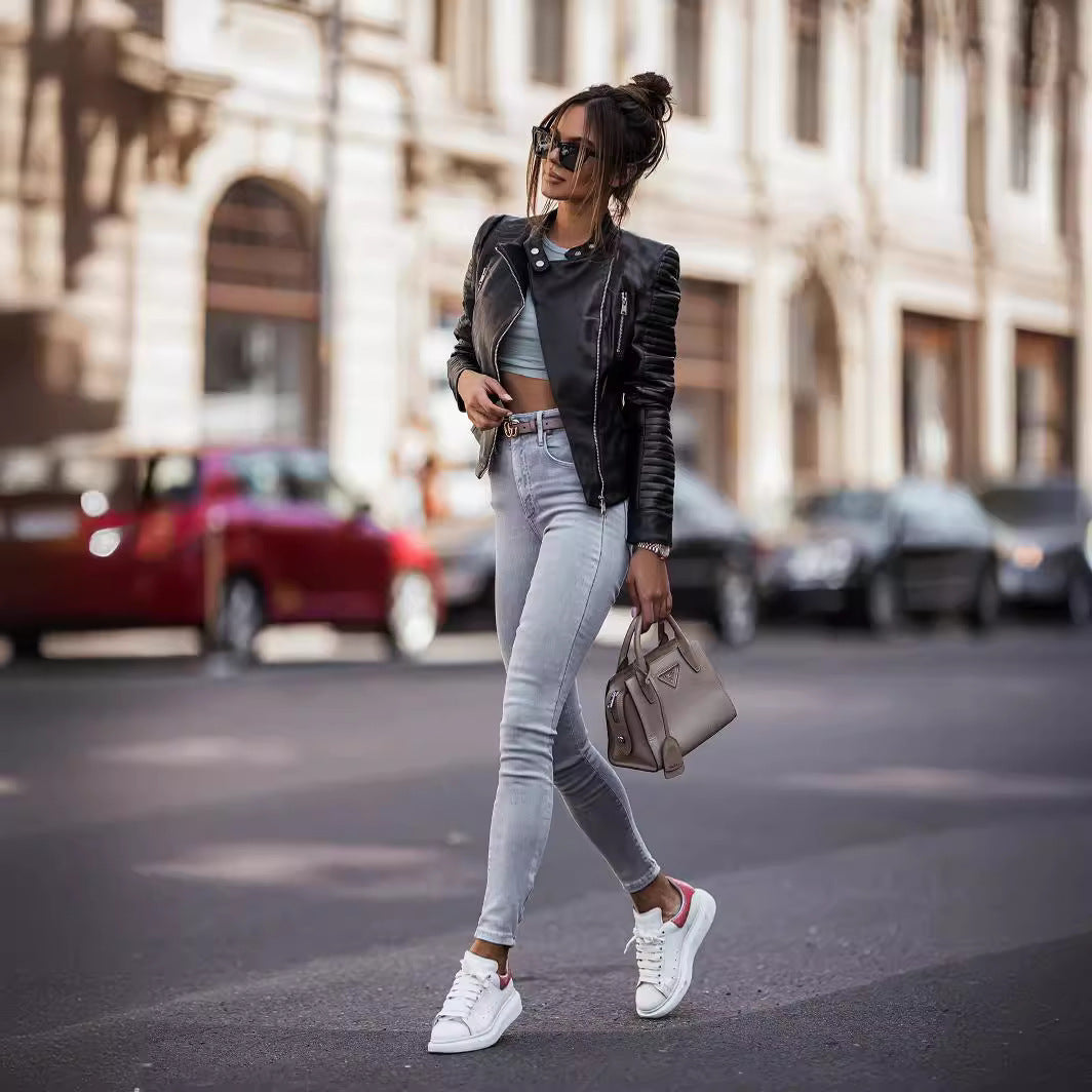 Sélina - Blouson Court Effet Cuir pour Femmes - Paris Aura