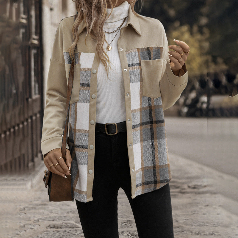 Manteau Femme à Carreaux – Style Colorblock Chic - Paris Aura